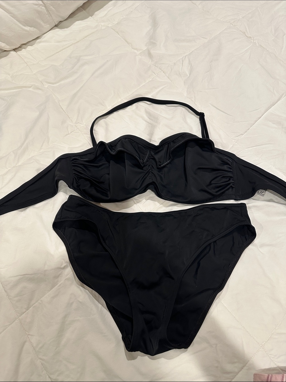 Freya Black Bandeau Bikini Set with Removable Halter